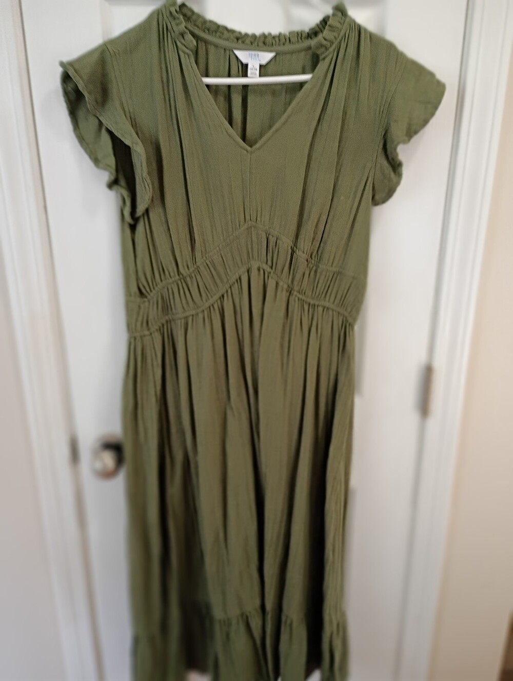Time and Tru Olive Green V-Neck Dress
